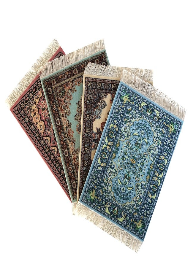 Inusitus Set of 4 Dollhouse Rugs, Miniature Doll House Accessory, 6x4 Carpets, Rectangle, Kids Toy Furniture Carpeting Decor - Image 1